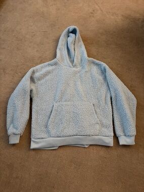 American Eagle Outfitters Plush Sherpa Hoodie in Light Blue